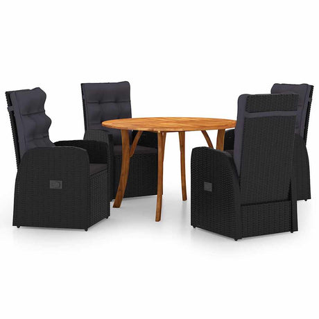 Garden Dining Set 5 pcs Black Poly Rattan