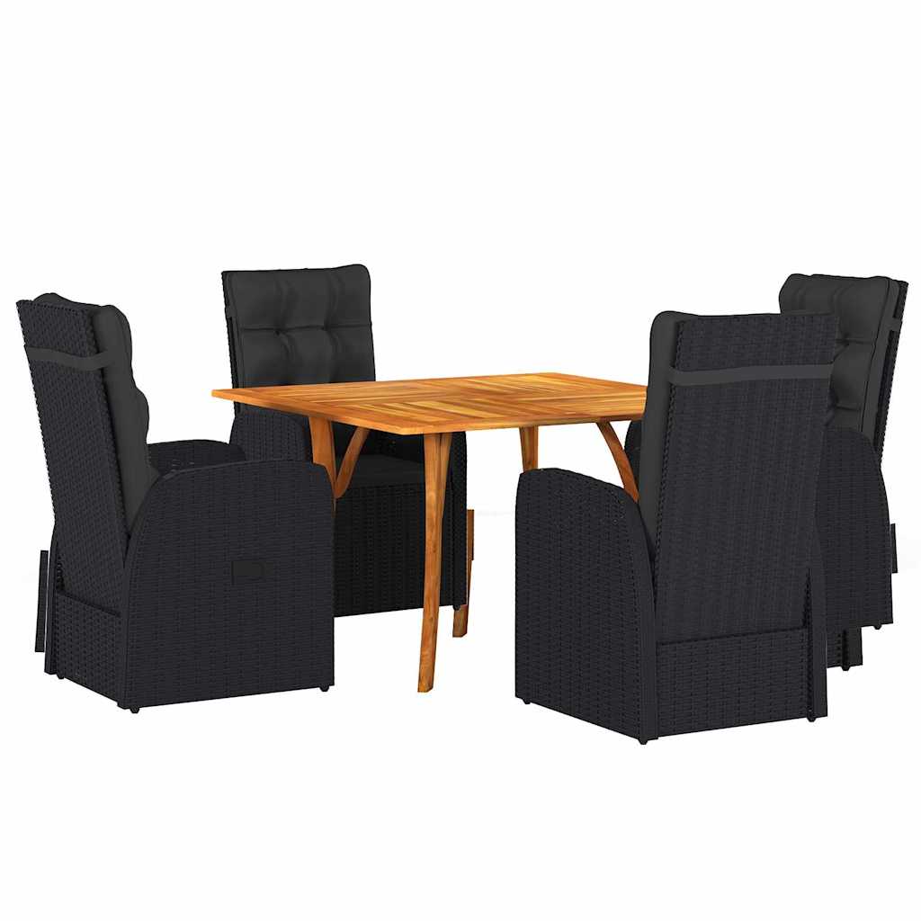 Garden Dining Set 5 pcs Black Poly Rattan