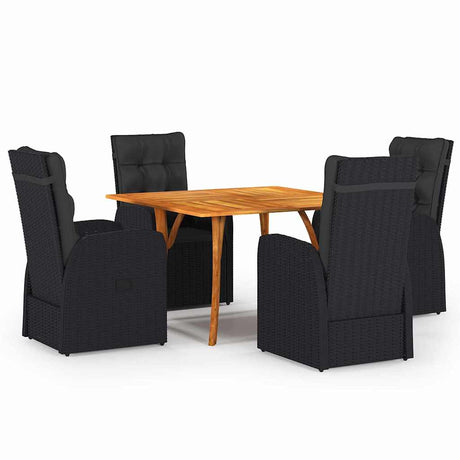 Garden Dining Set 5 pcs Black Poly Rattan