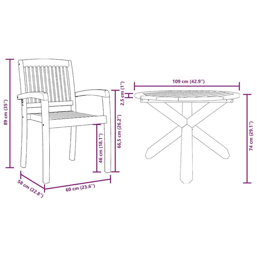 Garden Dining Set 3 pcs Brown Solid Acacia wood