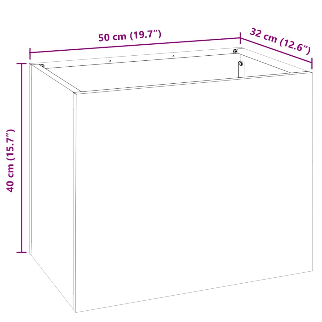 Garden Planter White 50 x 32 x 40 cm Cold-rolled steel