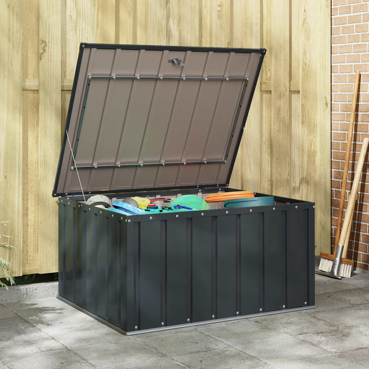 Garden Storage Box Black 101 x 82 x 50 cm Steel
