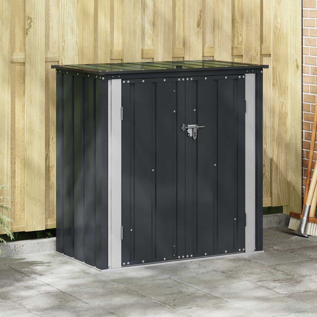 Garden Storage Box Black 101.5 x 57 x 100.5 cm Steel
