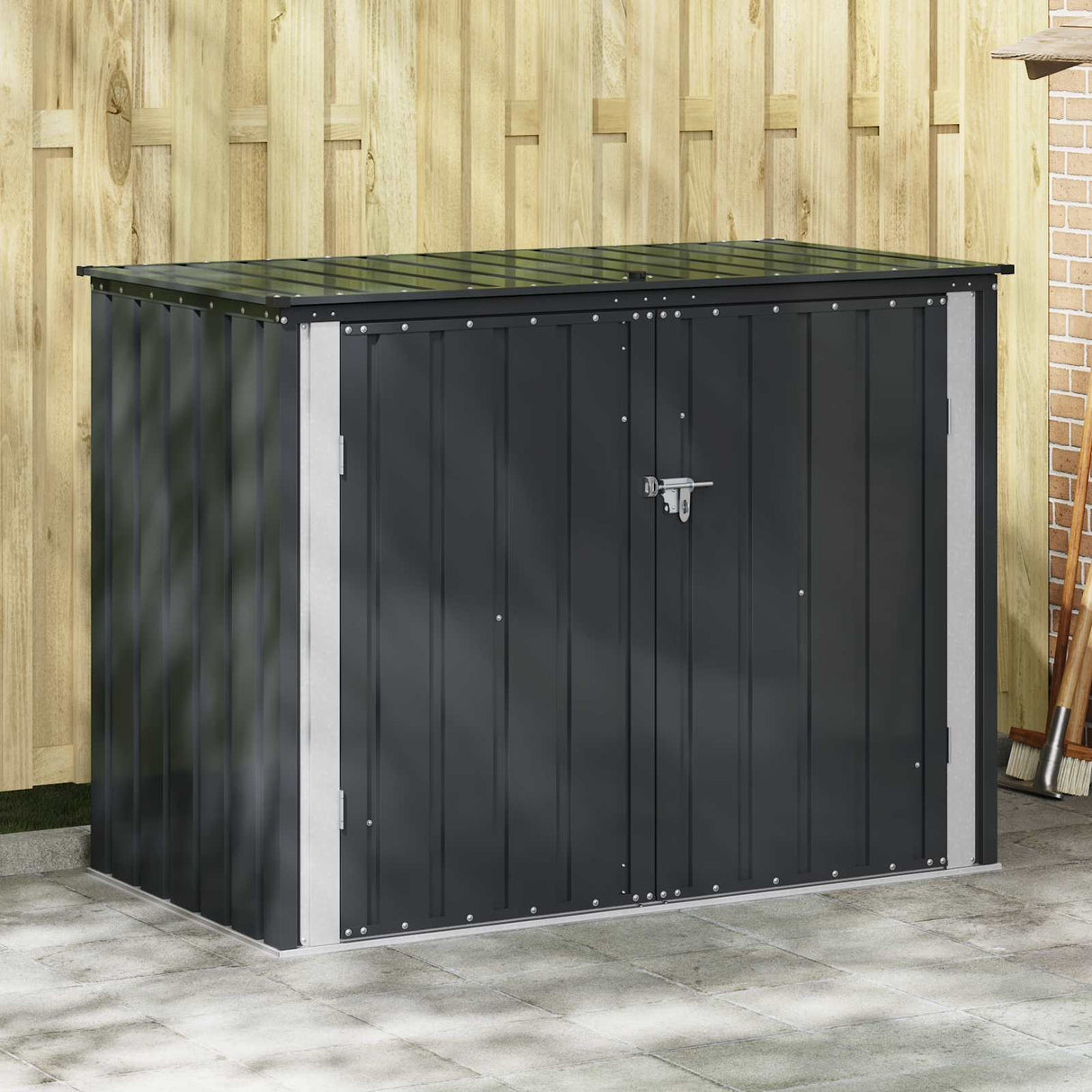 Garden Storage Box Black 151.5 x 82 x 110.5 cm Steel