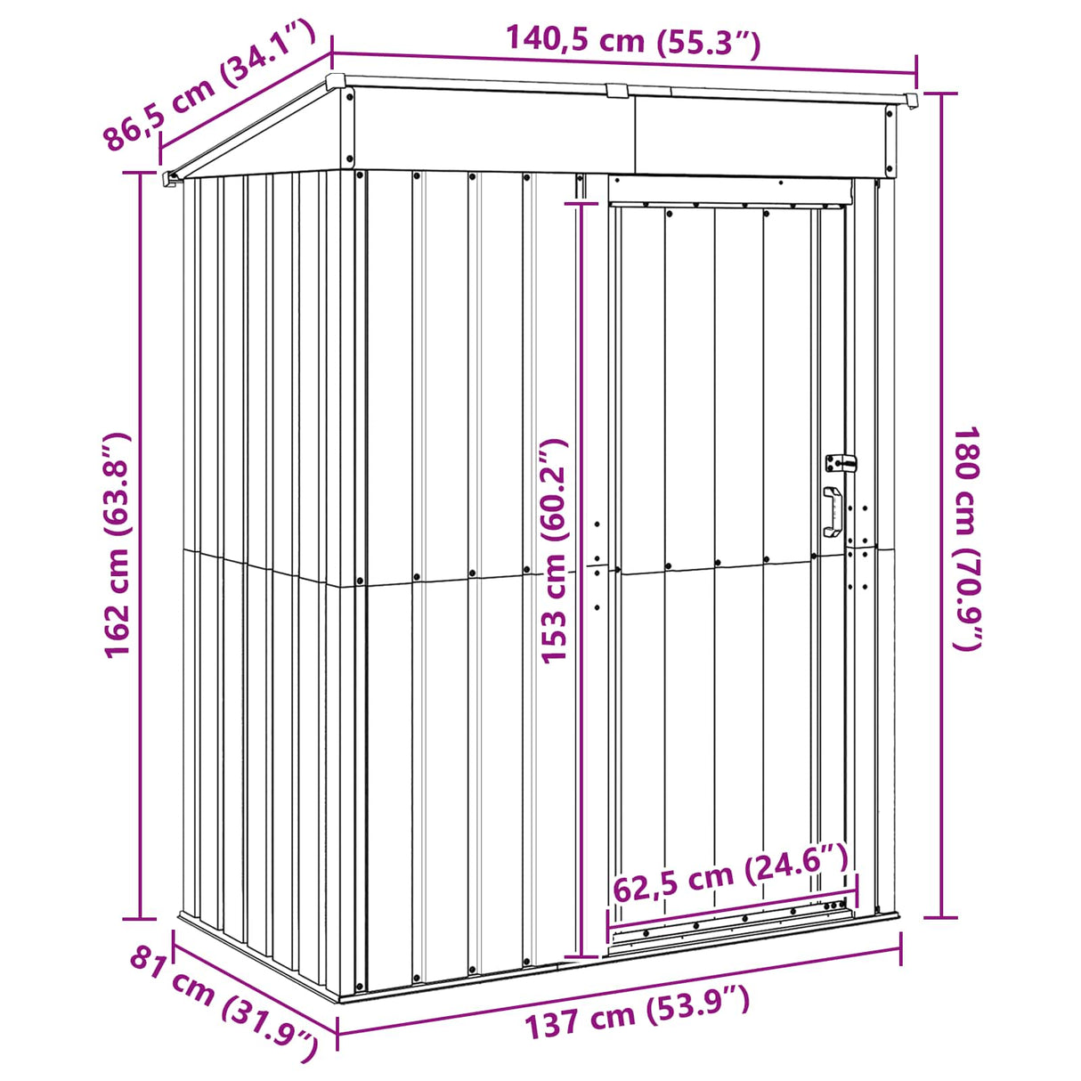 Garden Sheds Anthracite 137 x 81 x 180 cm Metal