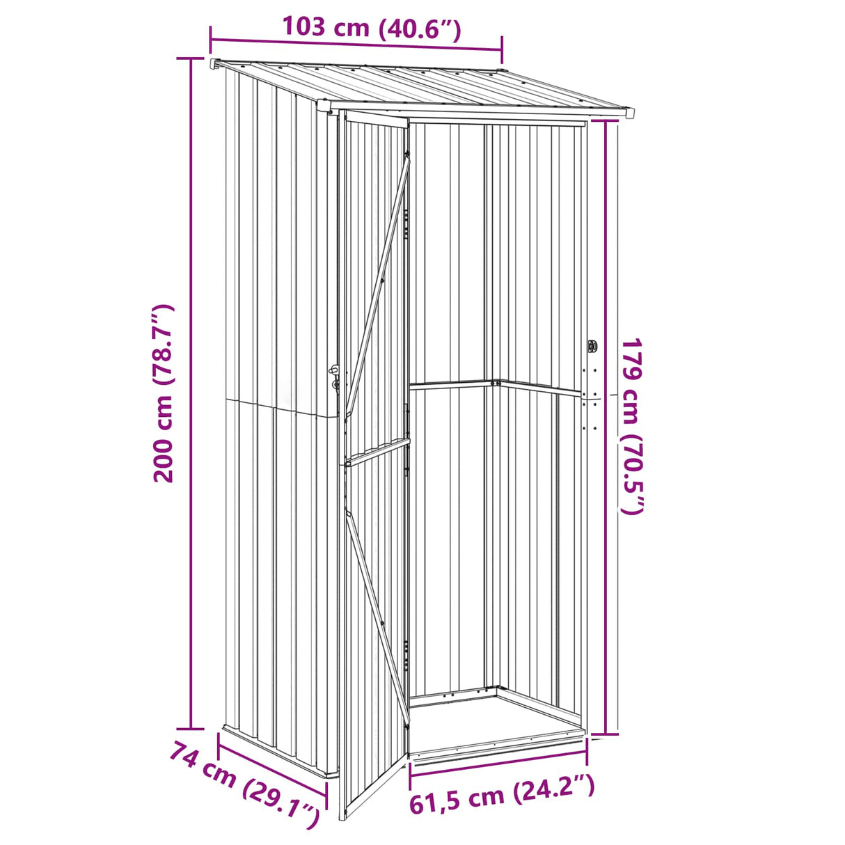 Garden Sheds Brown 103 x 74 x 200 cm Metal