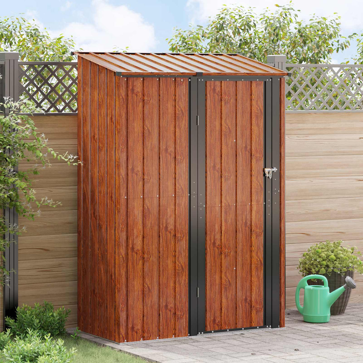 Garden Sheds Brown 140.5 x 74 x 200 cm Metal