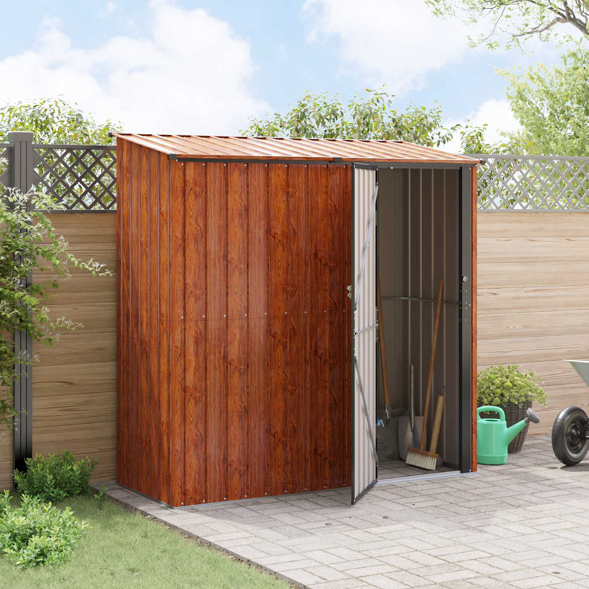 Garden Sheds Brown 203 x 85.5 x 200 cm Metal