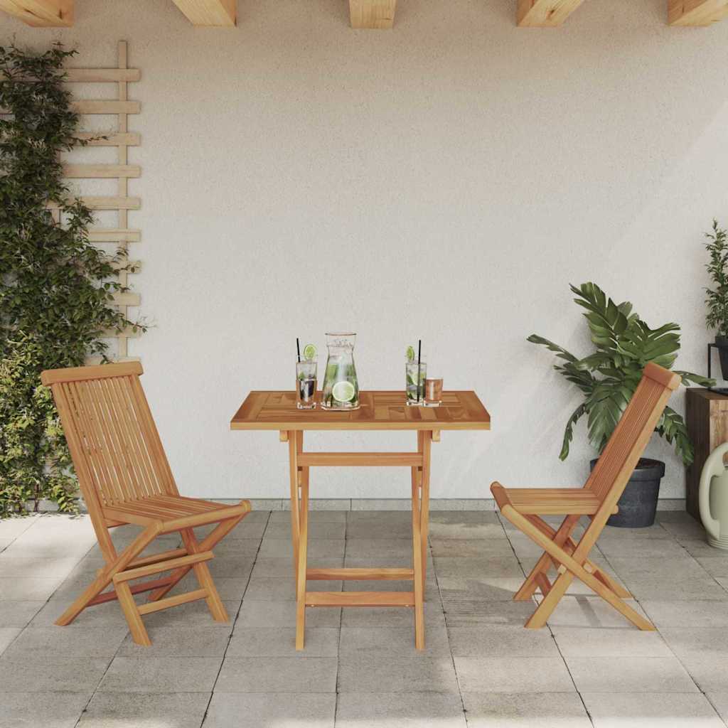 Garden Dining Set 2 pcs Brown Solid teak wood