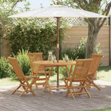Garden Dining Set Folding 5 pcs Brown Solid Teak wood