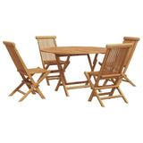 Garden Dining Set Folding 5 pcs Brown Solid Teak wood