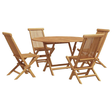 Garden Dining Set Folding 5 pcs Brown Solid Teak wood
