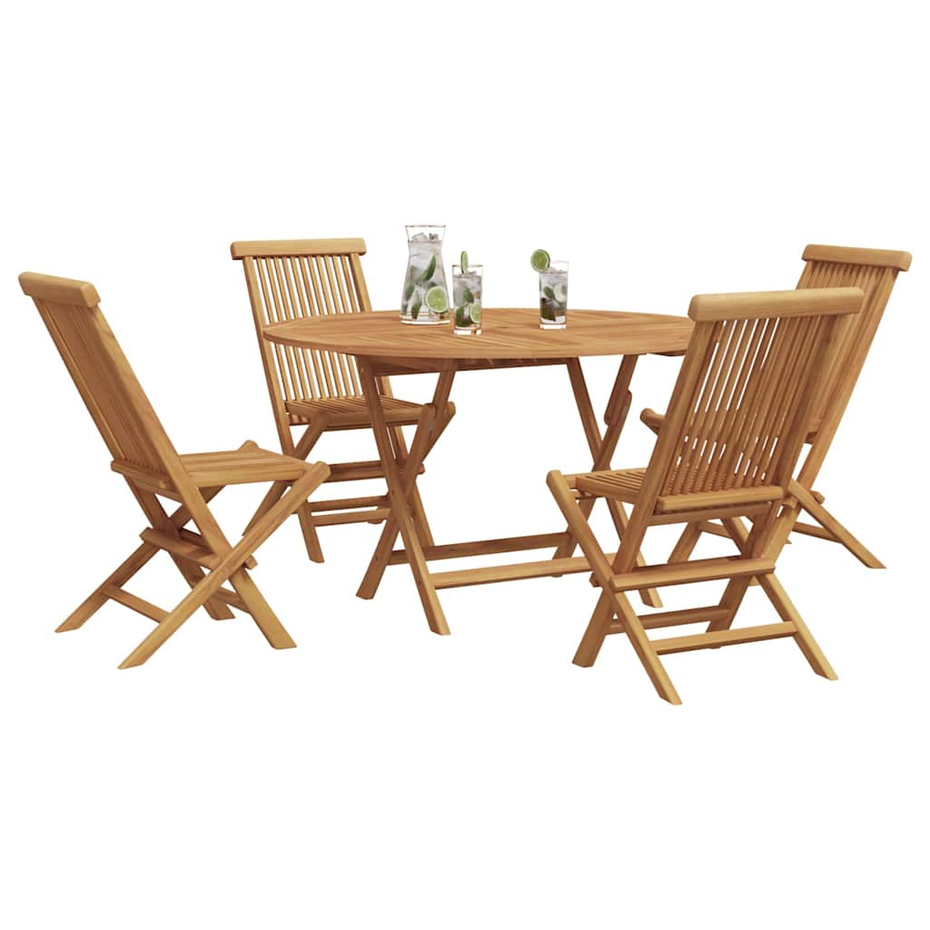 Garden Dining Set Folding 5 pcs Brown Solid Teak wood
