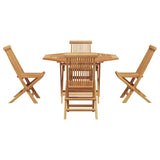 Garden Dining Set Folding 5 pcs Brown Solid Teak wood