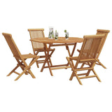 Garden Dining Set Folding 5 pcs Brown Solid Teak wood