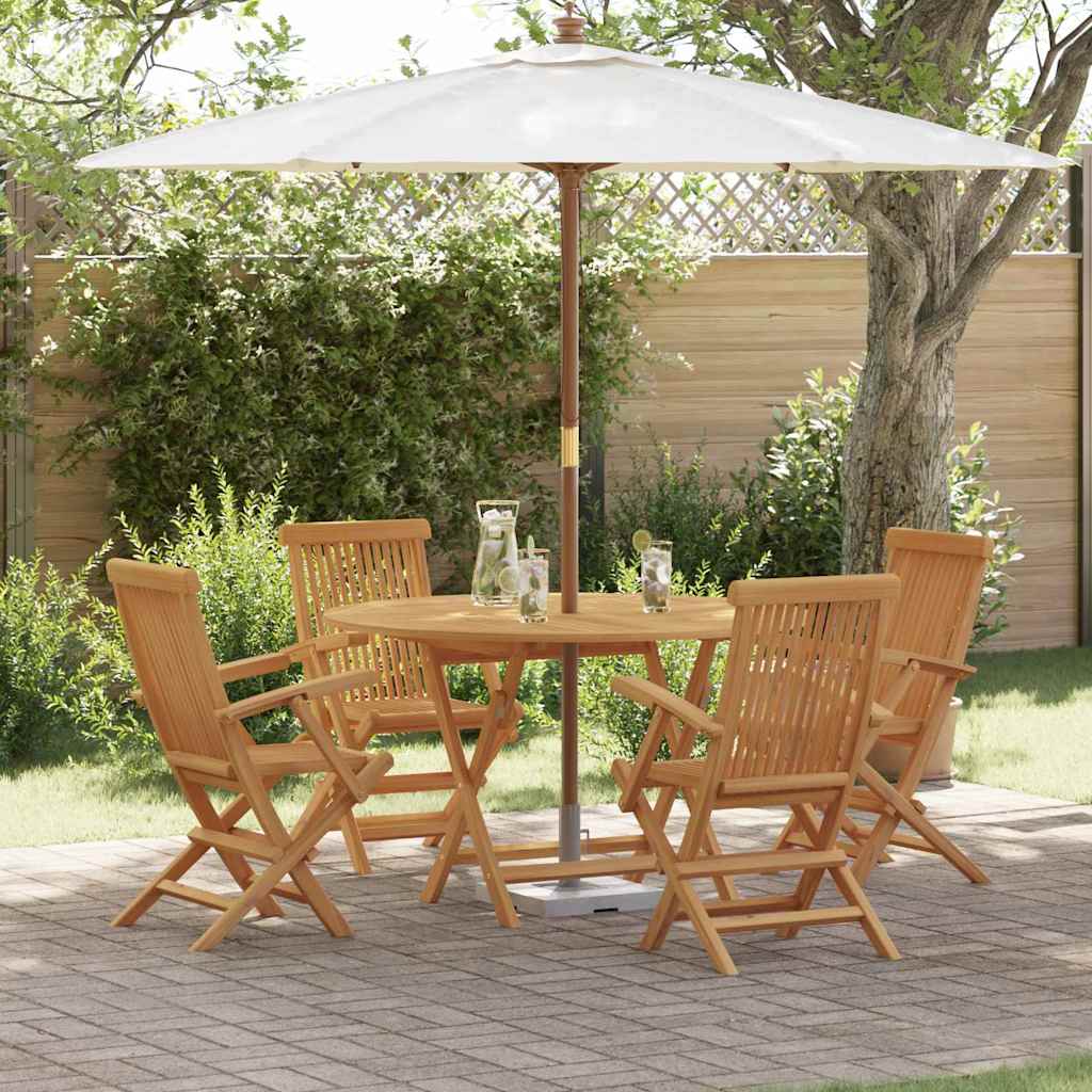 Garden Dining Set Folding 5 pcs Brown Solid Teak wood