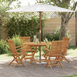 Garden Dining Set Folding 5 pcs Brown Solid Teak wood