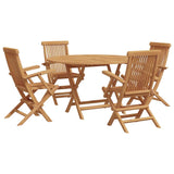 Garden Dining Set Folding 5 pcs Brown Solid Teak wood