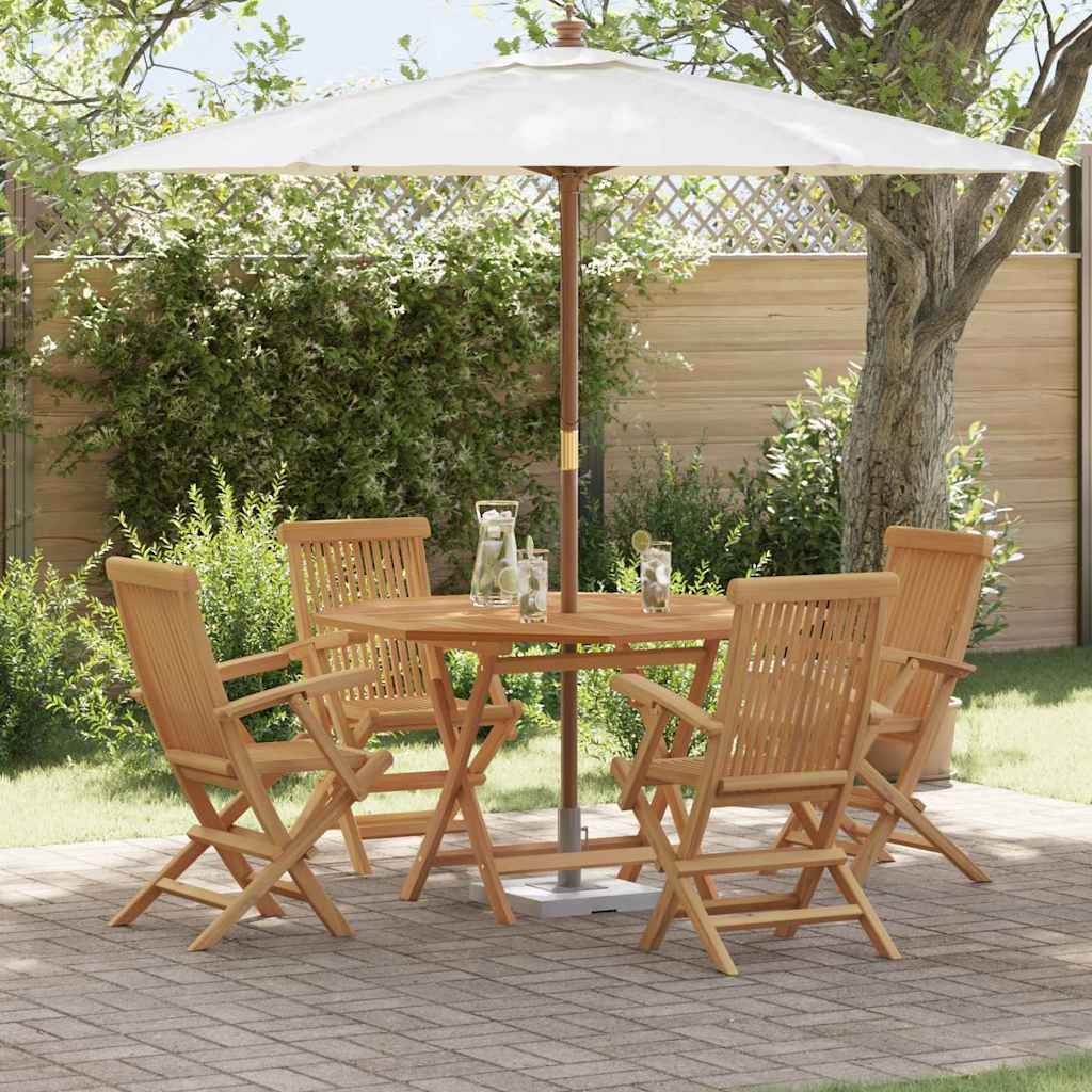 Garden Dining Set Folding 5 pcs Brown Solid Teak wood