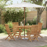 Garden Dining Set Folding 5 pcs Brown Solid Teak wood