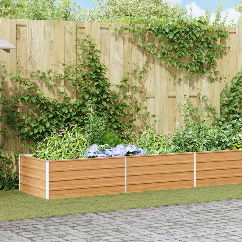 Garden Raised Bed Light Brown 600 x 80 x 45 cm Galvanised Steel