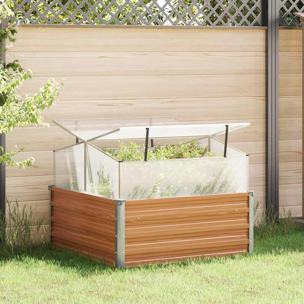 Garden Planter with Greenhouse Light Brown 100 x 100 x 77 cm