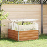 Garden Planter with Greenhouse Light Brown 100 x 100 x 77 cm