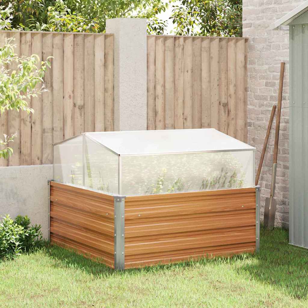 Garden Planter with Greenhouse Light Brown 100 x 100 x 77 cm