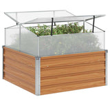 Garden Planter with Greenhouse Light Brown 100 x 100 x 77 cm