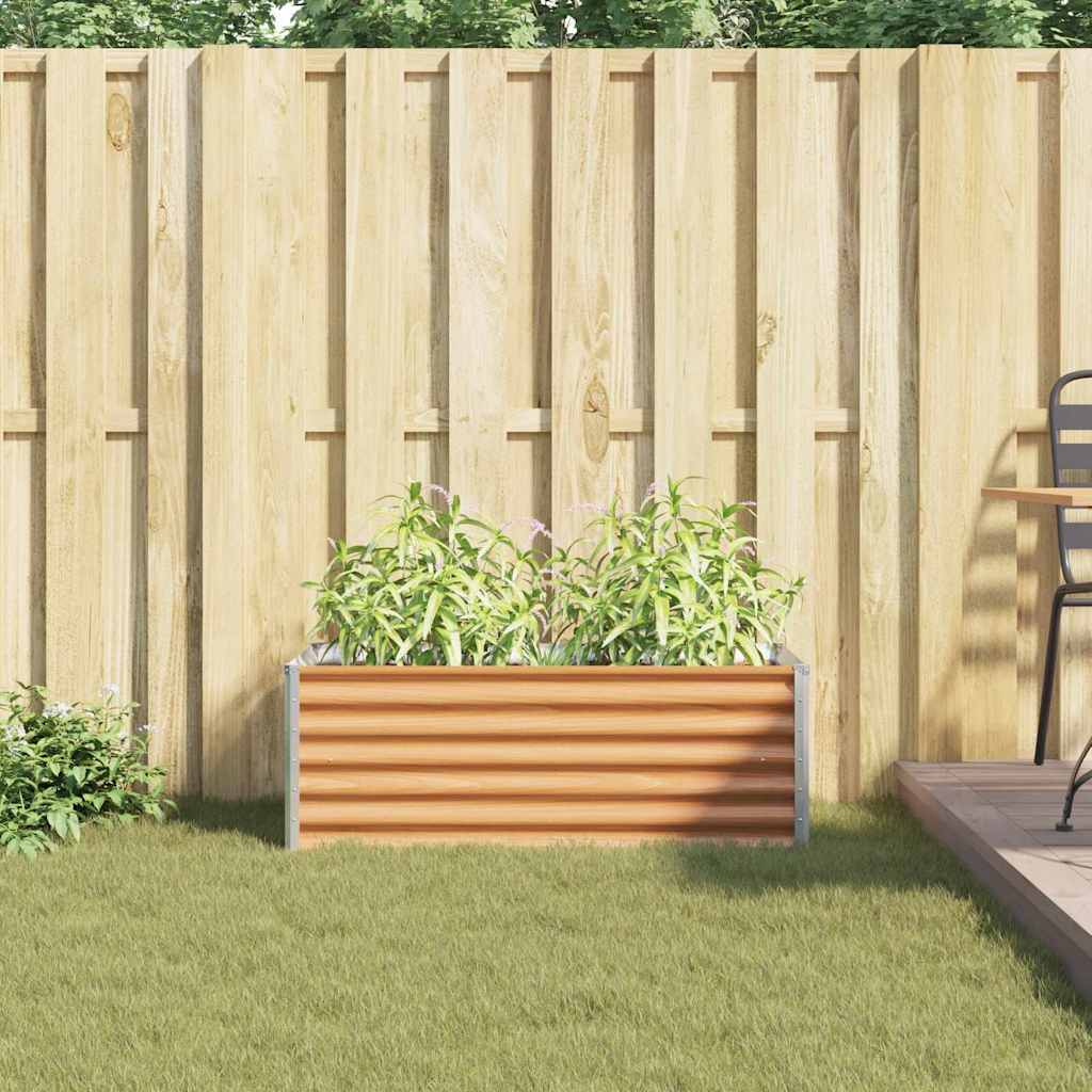 Garden Raised Bed Light Brown 98 x 50 x 36 cm Galvanised Steel
