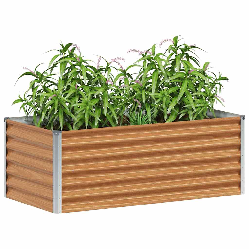 Garden Raised Bed Light Brown 98 x 50 x 36 cm Galvanised Steel