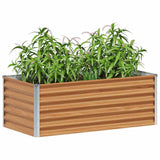 Garden Raised Bed Light Brown 98 x 50 x 36 cm Galvanised Steel
