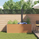 Garden Raised Bed Light Brown 195 x 50 x 68 cm Galvanised Steel