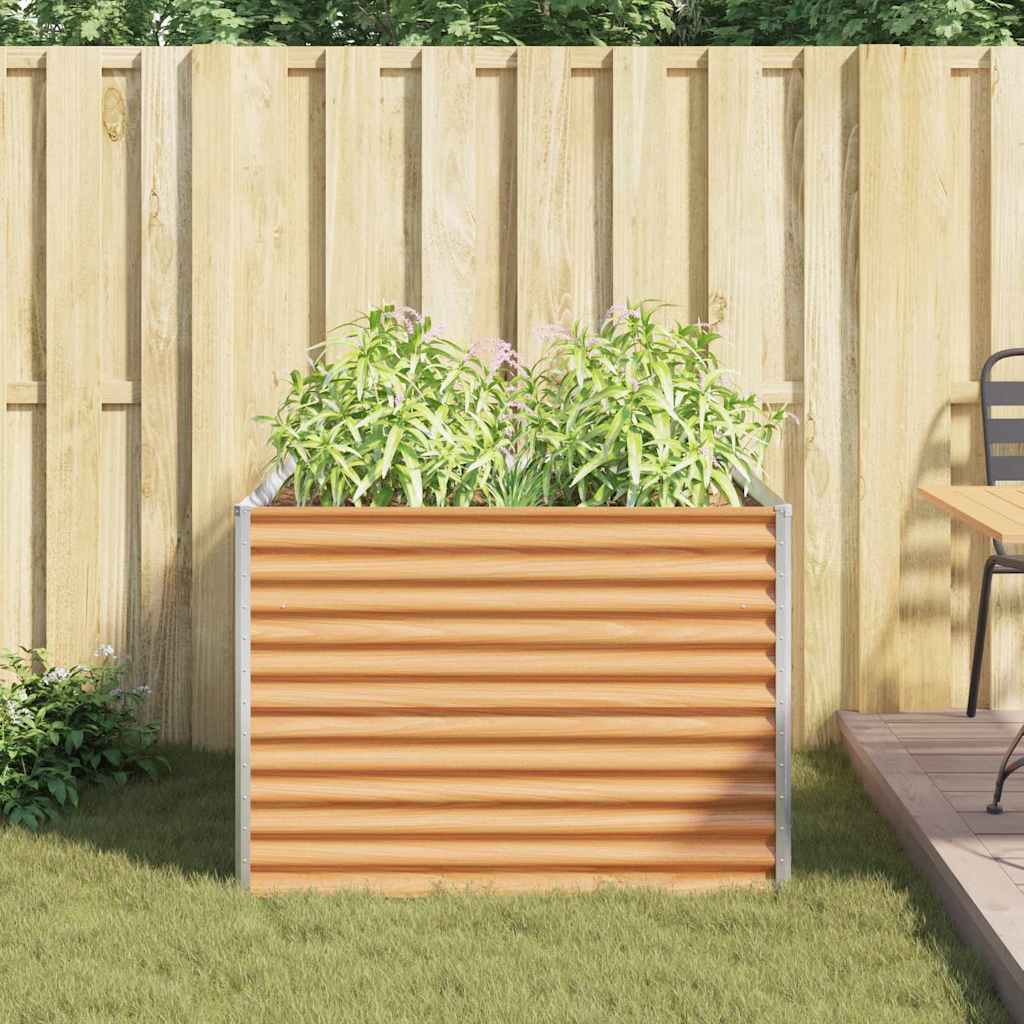 Garden Raised Bed Light Brown 98 x 100 x 68 cm Galvanised Steel