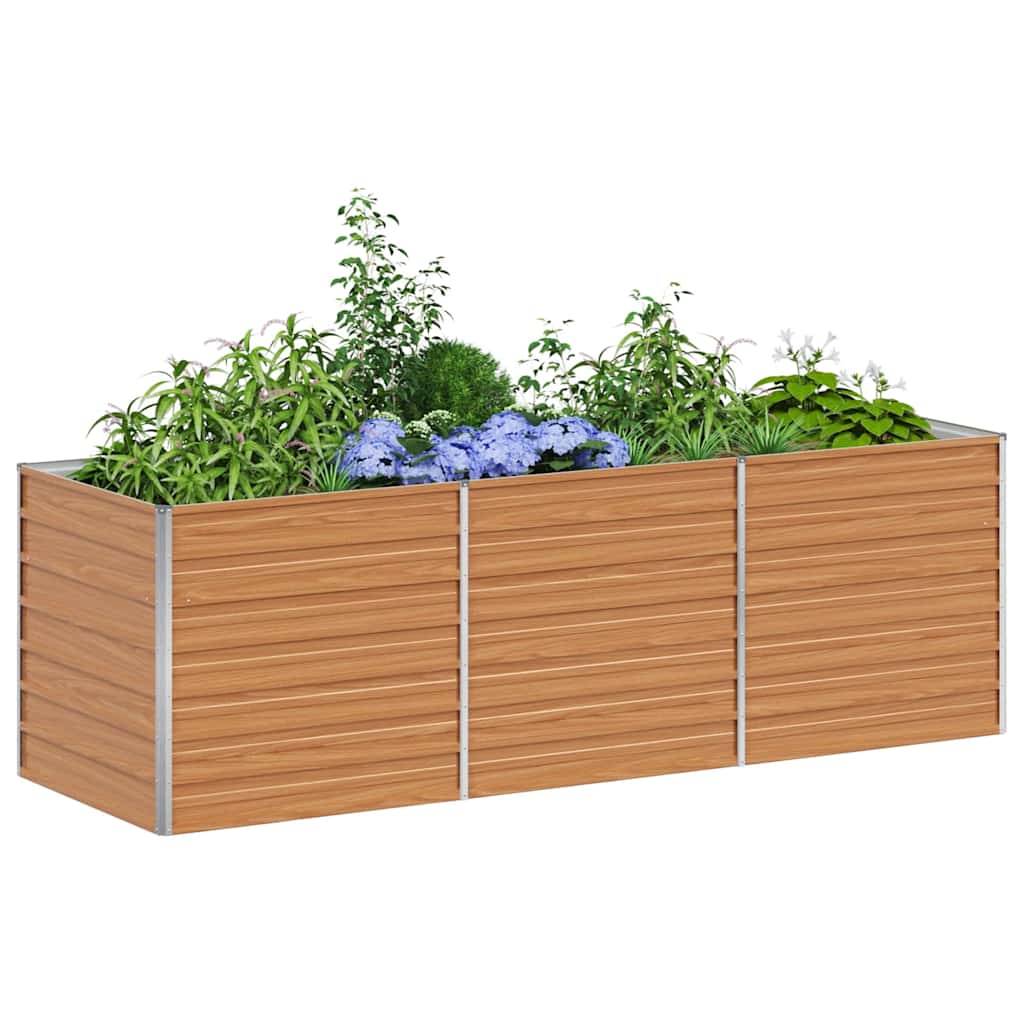 Garden Raised Bed Light Brown 240 x 80 x 77 cm Galvanised Steel
