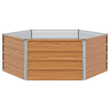 Raised Garden Bed Wood Look 129 x 129 x 45 cm Galvanised Steel