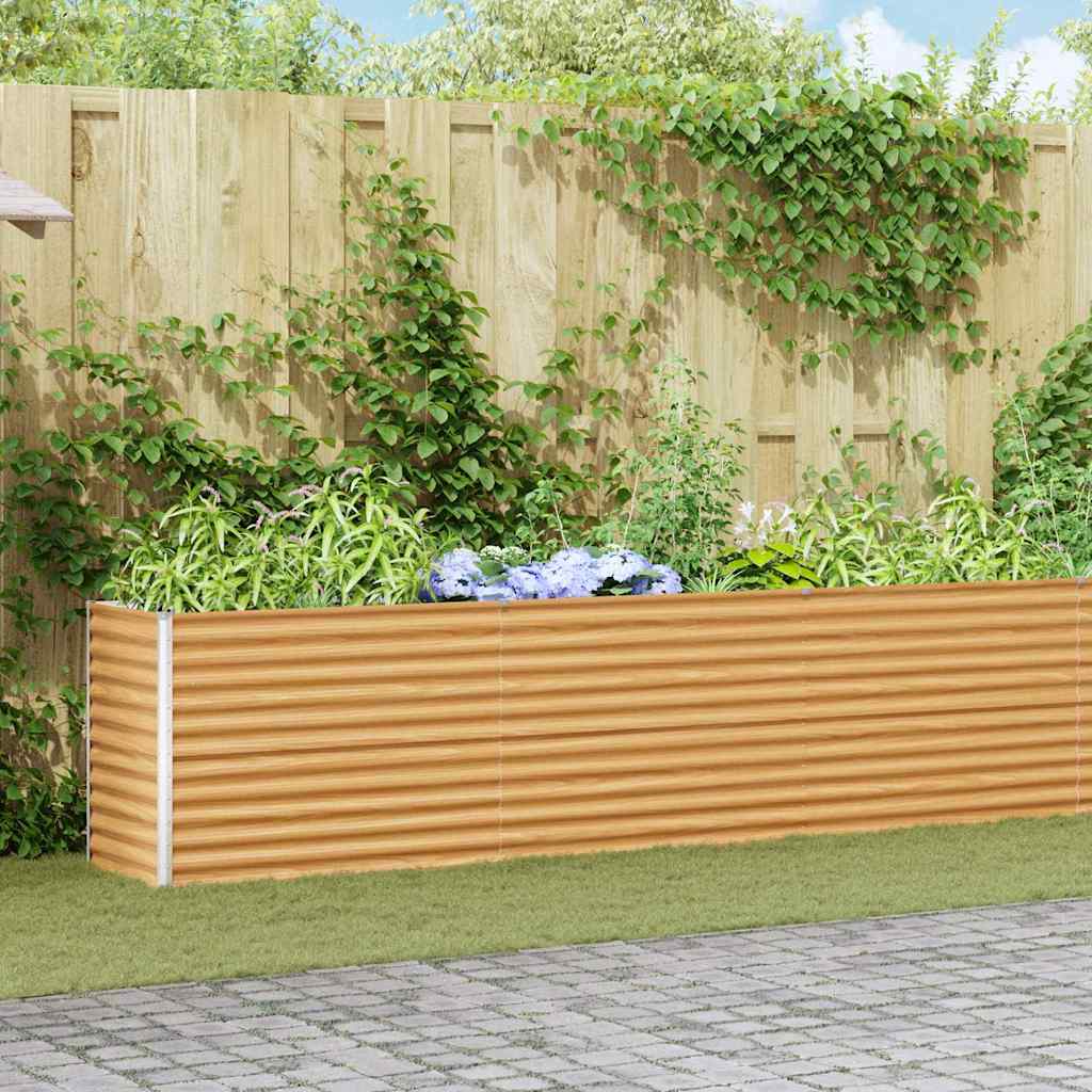 Garden Raised Bed Light Brown 582 x 50 x 68 cm Galvanised Steel