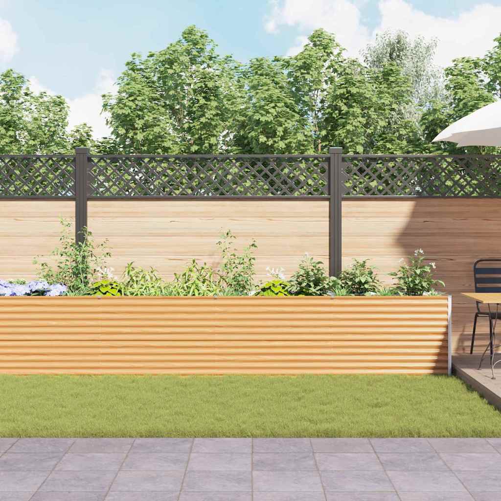 Garden Raised Bed Light Brown 485 x 50 x 68 cm Galvanised Steel