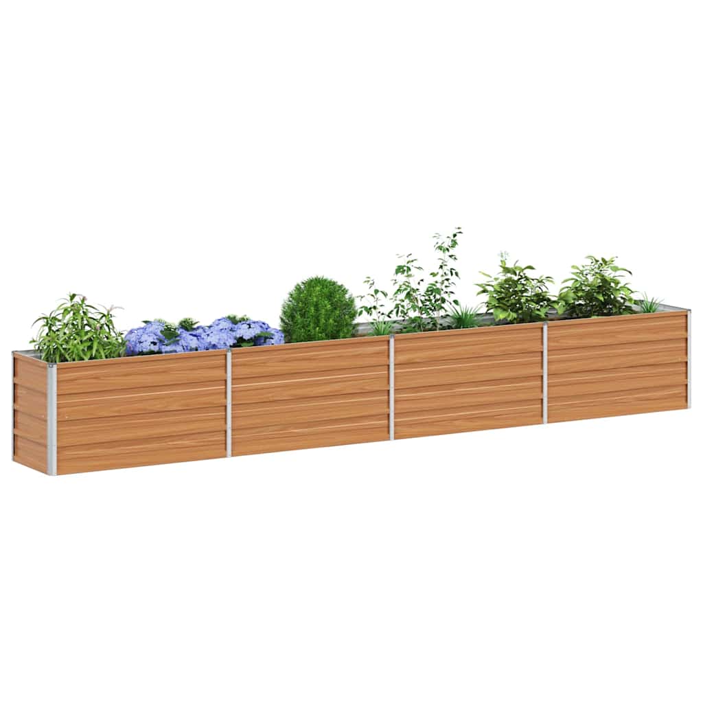 Garden Raised Bed Light Brown 320 x 40 x 45 cm Galvanised Steel