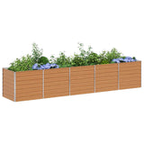 Garden Raised Bed Light Brown 400 x 80 x 77 cm Galvanised Steel