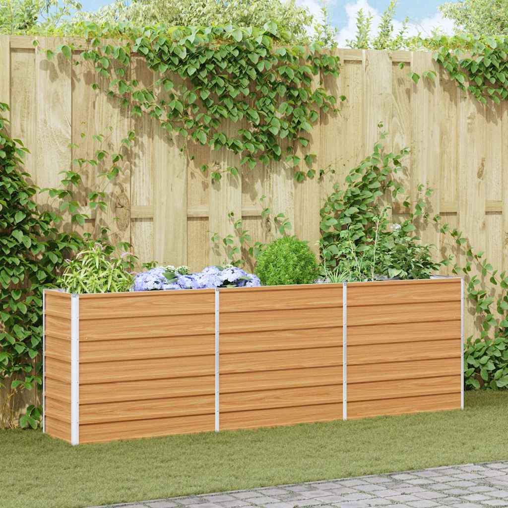 Garden Raised Bed Light Brown 240 x 40 x 77 cm Galvanised Steel