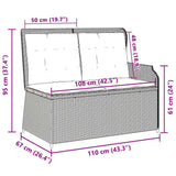 Garden Bench with Cushion Black Poly rattan