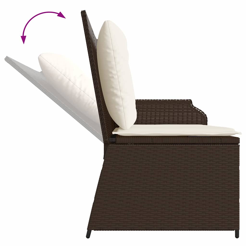 Garden Bench with Cushion Brown Poly rattan