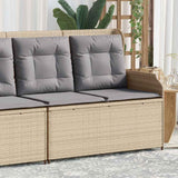 Garden Bench with Cushion Beige Poly rattan