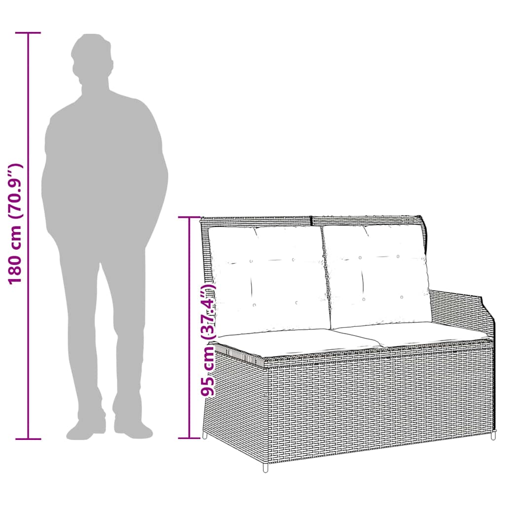 Garden Bench with Cushion Beige Poly rattan