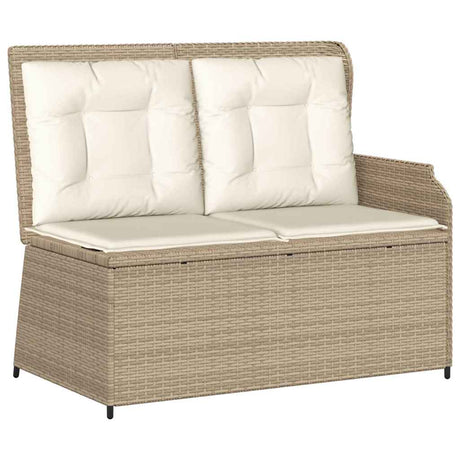 Garden Bench with Cushion Beige Poly rattan