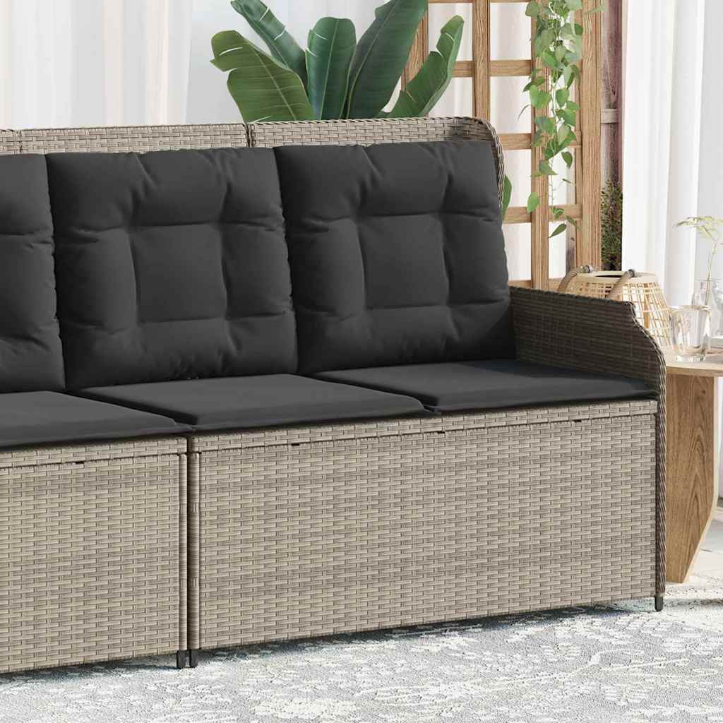 Garden Bench with Cushion Light grey Poly rattan