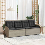 Garden Bench with Cushion Light grey Poly rattan
