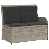 Garden Bench with Cushion Light Grey Poly Rattan