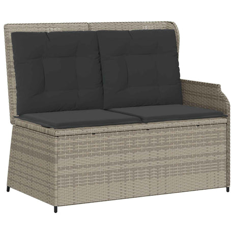 Garden Bench with Cushion Light Grey Poly Rattan